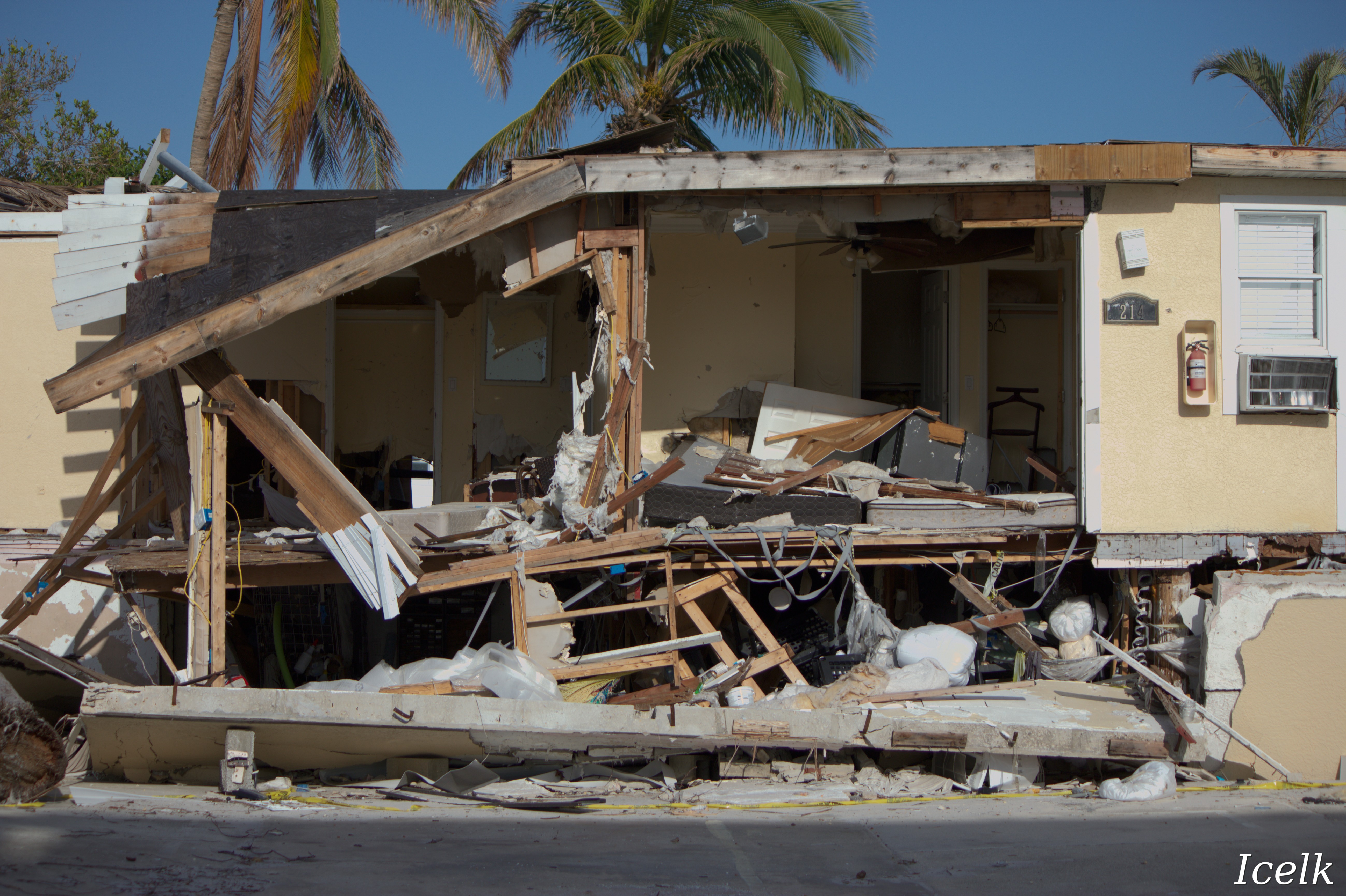 broken house, which you can now see through